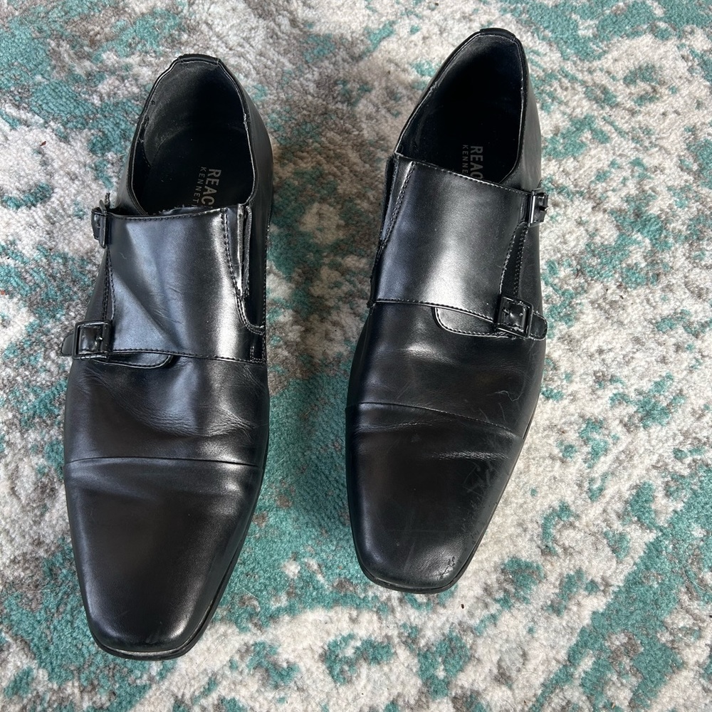 MENS REACTION KENNETH COLE BLACK DRESS SHOES (BOX INCLUDED) SIZE 12